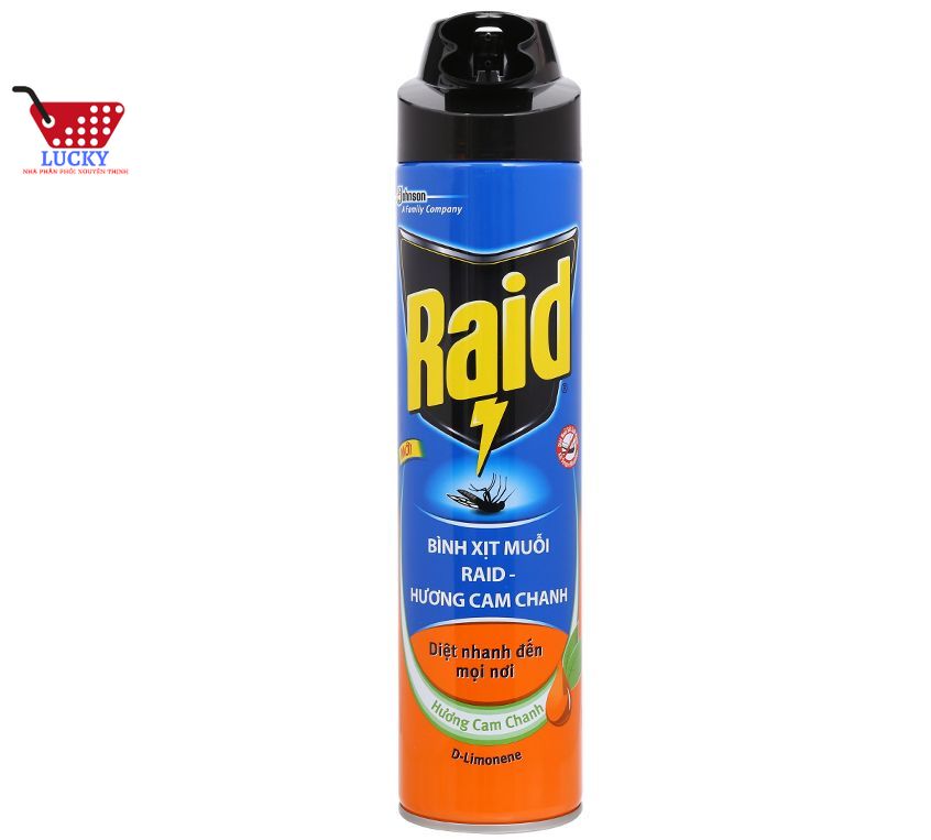 Bình xịt côn trùng raid 600ml - hương cam & chanh