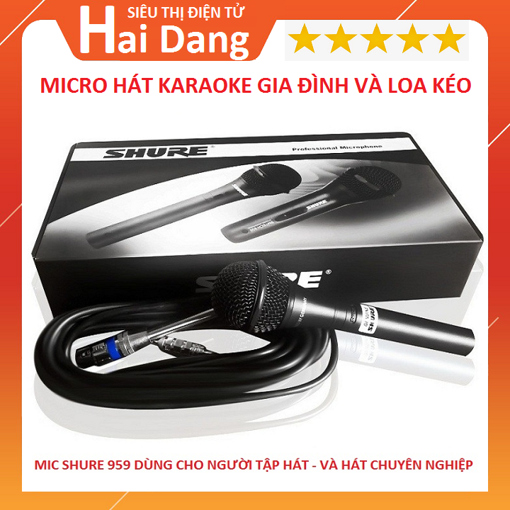Micro Có Dây Karaoke SHURE SM-959 Mic Dây Hát Karaoke Gia Đình Micro Lắp Loa