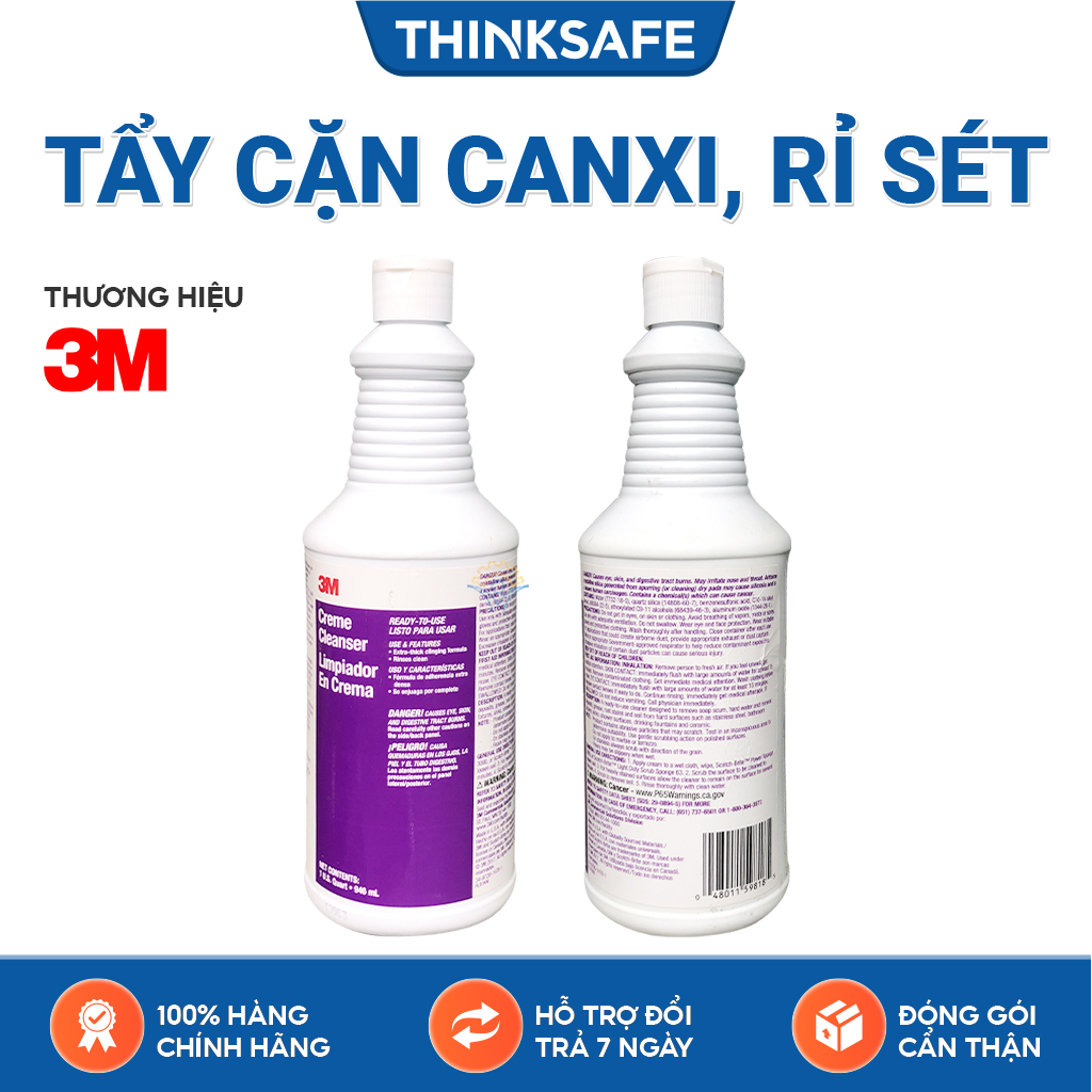 Chai tẩy cặn canxi, xà phòng, rỉ sắt đồ đạc trong phòng tắm và bề mặt gốm sứ 3M Creme Cleaner