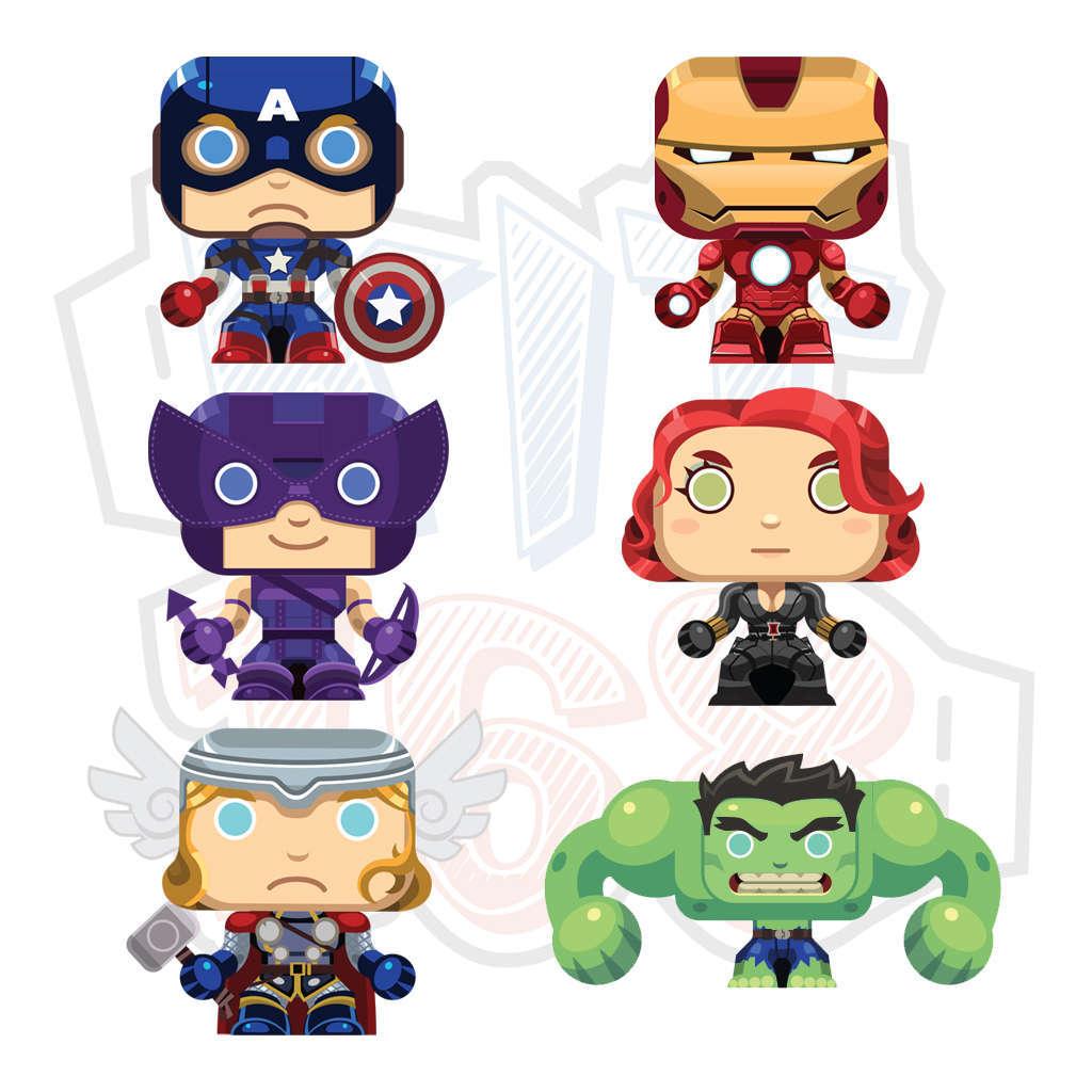 Bộ 8 nhân vật Avengers chibi  Set 8 figure Avengers  Mô hình nhân vật  siêu anh hùng