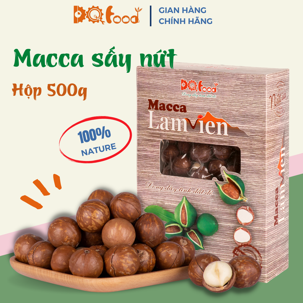 Hạt Macca sấy nứt vỏ tự nhiên Lâm Viên, Mắc Ca Lâm Đồng size 23-27 giàu dinh dưỡng