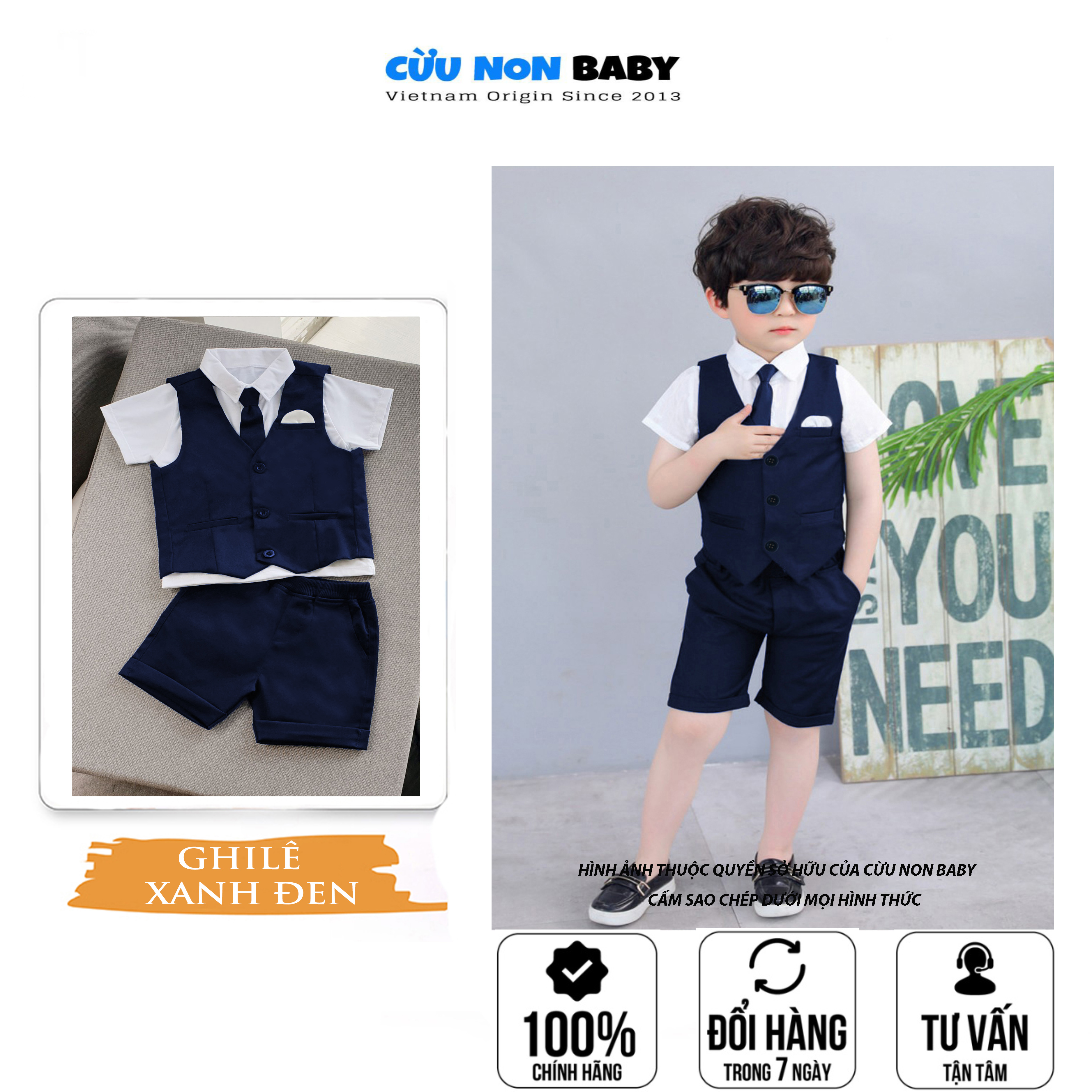 [Ảnh Thật] Bộ Vest GhiLe Bé Trai Công Tử Bạc Liêu Sang Chảnh - Chất liệu Kaki Thun co giãn- TẶNG Áo Thun mặc trong giá 69k. Màu Xanh