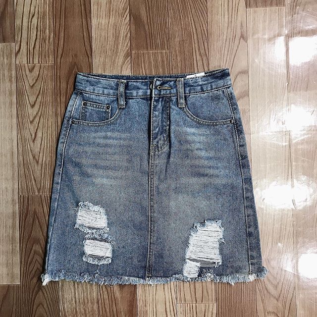 Chân váy bò rách / Chân váy jean rách (có 3 size M.L.XL)