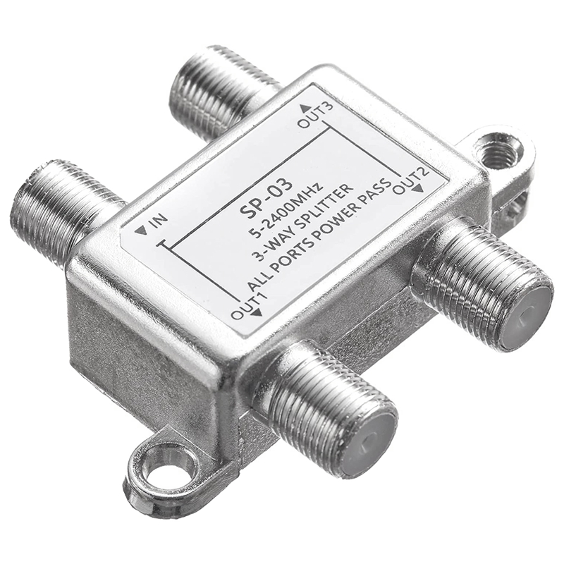 3 Way Coaxial Cable Splitter,5-2400MHz,Wroks with CATV,STB Box