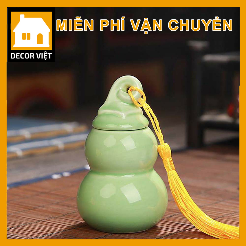 Bình rượu hồ lô mini để ban thần tài, bình đựng trà hồ lô gốm sứ Decor Việt