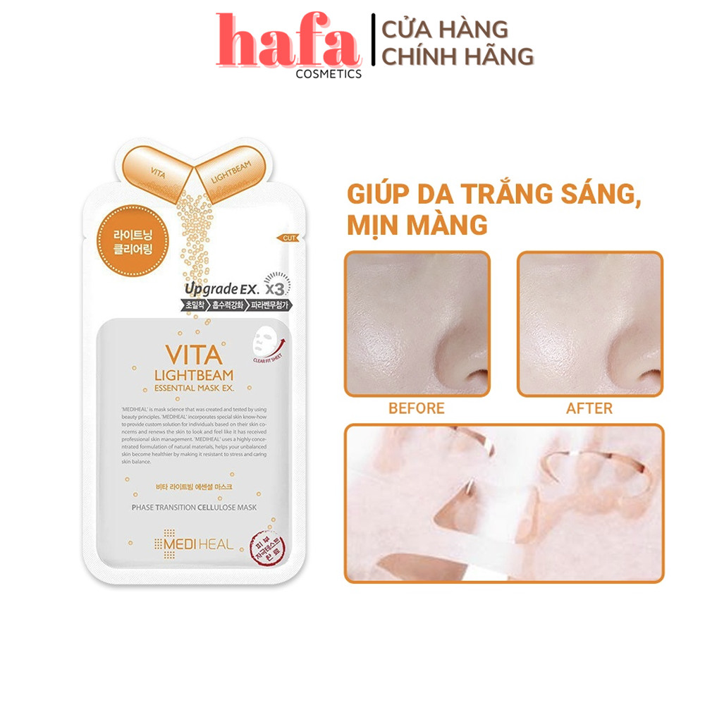 Mặt nạ dưỡng trắng sáng da chiết xuất Vitamin Mediheal Vita Lightbeam Essential Mask Ex 24ml