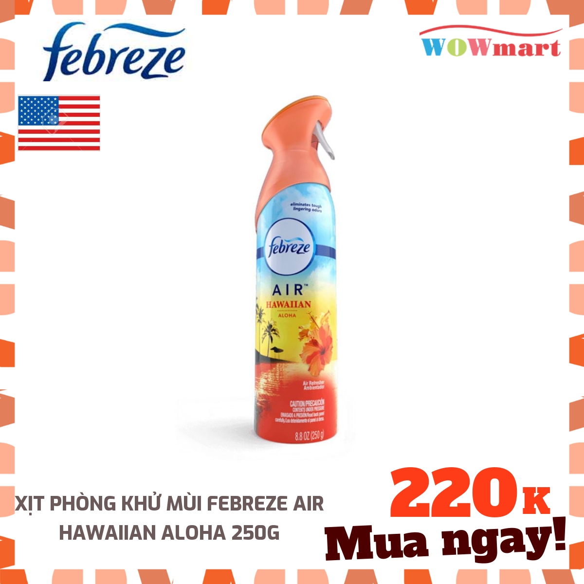 Xịt phòng khử mùi Febreze Air Hawaiian Aloha 250g