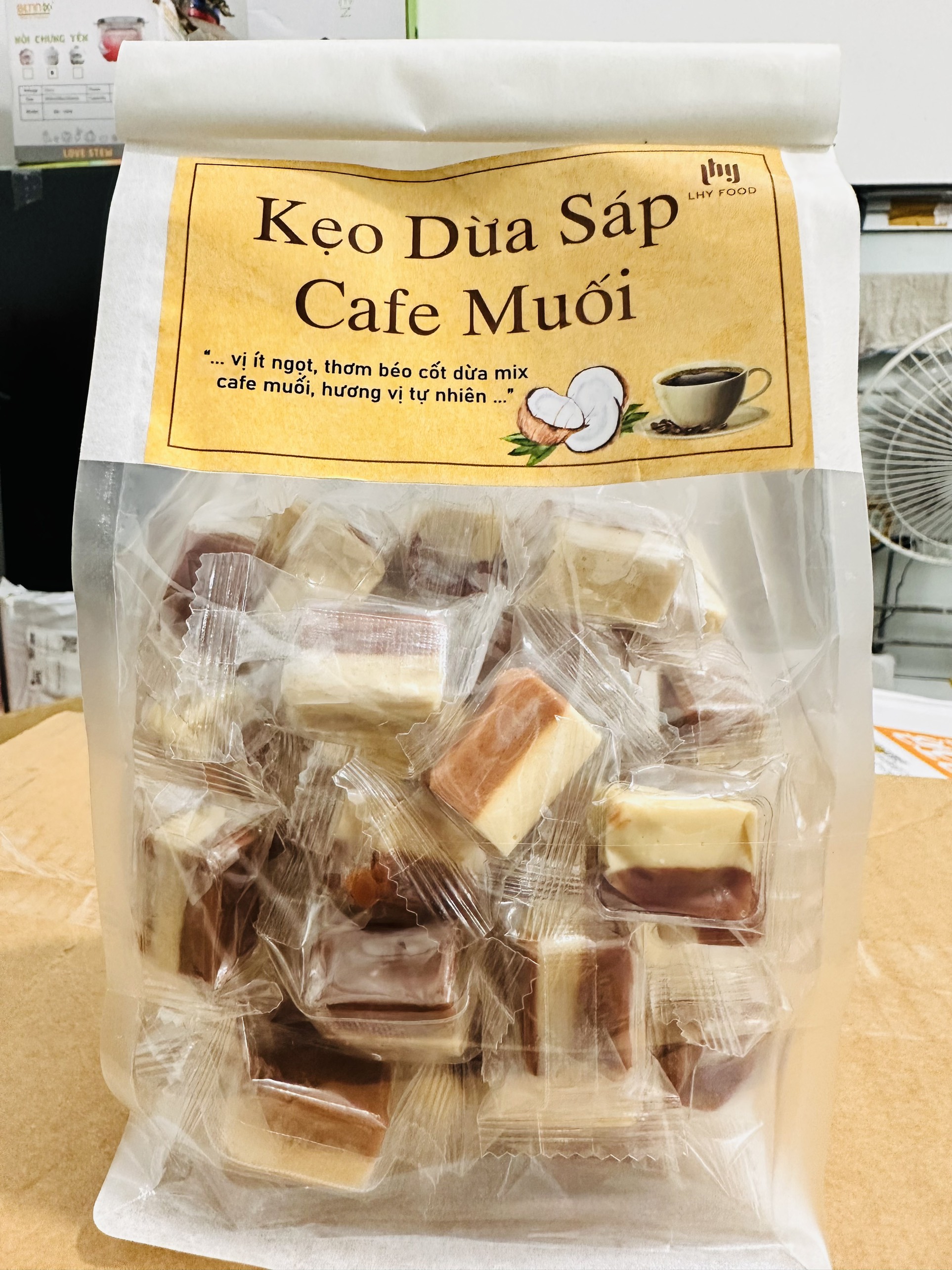 Kẹo dừa sáp cà phê muối 500g thơm ngon