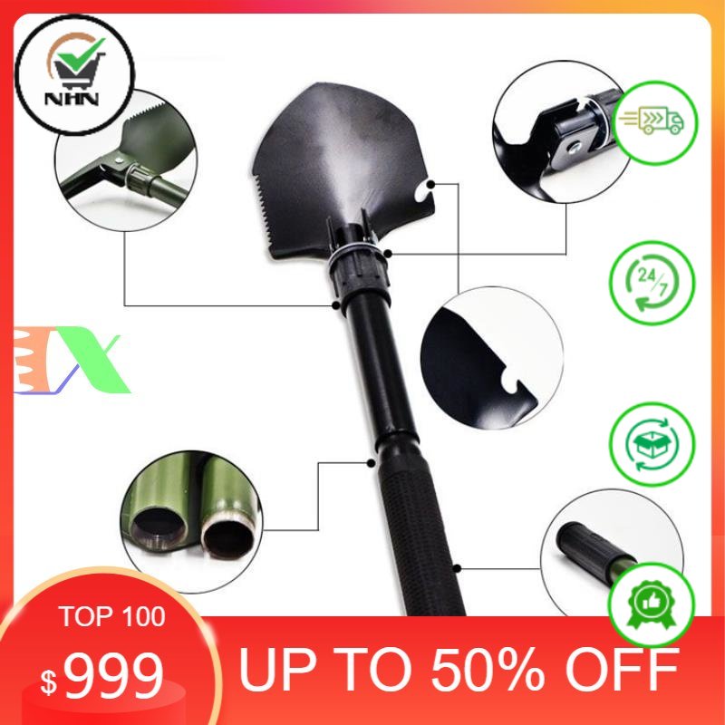 Bộ cuốc xẻng quân dụng mini 5 in 1 đa năng đi phượt làm vườn gấp gọn kèm túi đựng