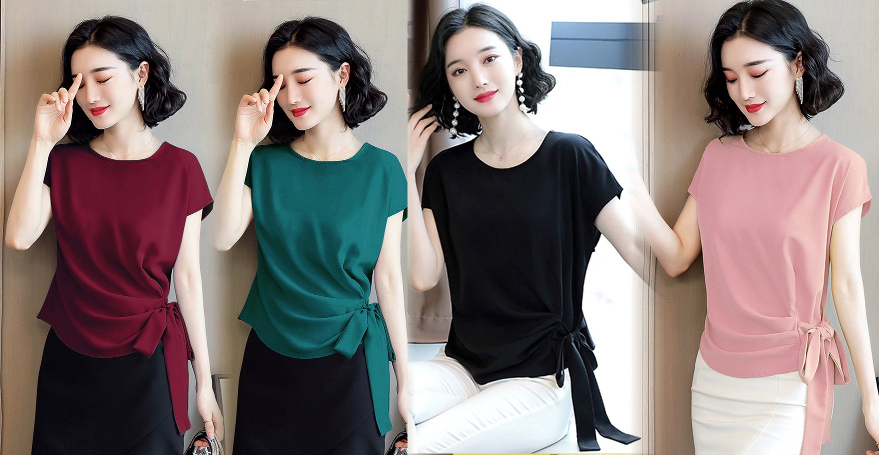 Áo Sơ Mi Nữ , Cổ Tròn, Siêu Phẩm Mùa Hè