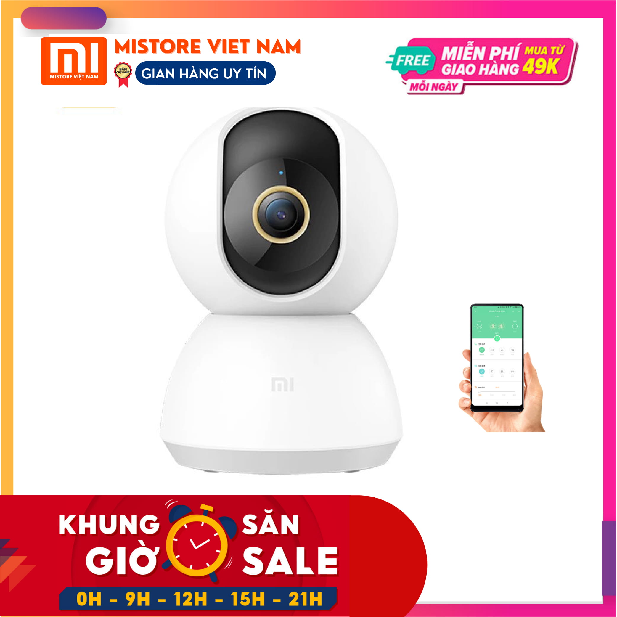 【FLASH SALE DEAL SỐC】( ÁP MÃ GIẢM GIÁ HOT) Camera IP giám sát Xiaomi PTZ 2K xoay 360 độ Chính Hãng Xiaomi, Camera Quan Sát Xiaomi Mijia 360 độ 2K - Năm 2020 - Mistore Việt Nam