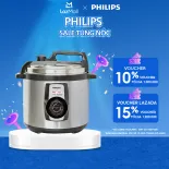 Nồi Áp Suất Điện Philips HD2103/66 (5L)-14 Công Thức Nấu Ăn-Lồng Nồi Bền, Chống Dính-Hàng Phân Phối Chính Hãng