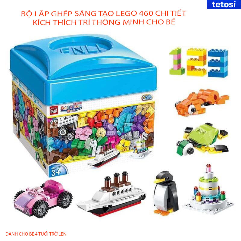Bộ Đồ Chơi Lắp Ghép Hình Sáng Tạo Lego 460 Chi Tiết kích thích trí thông minh cho bé chất liệu an toàn bộ xếp hình lego đồ chơi lắp ghép hình bộ đồ chơi lego lắp ghép hình bộ xếp hình mô hình lego bộ lego. Tetosi