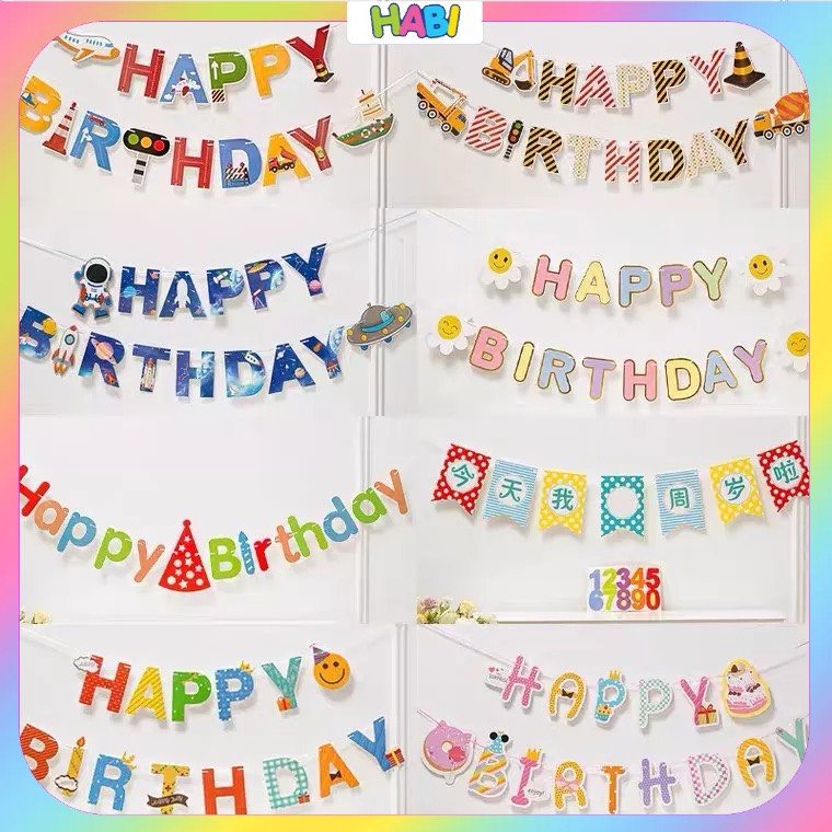 [TẶNG DÂY] Dây Chữ Happy Birthday Trang Trí Sinh Nhật Cho Bé Trai, Bé Gái Tại Nhà Siêu Đẹp PK01