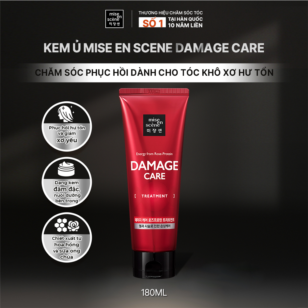 Kem ủ mise en scene Damage Care phục hồi tóc đặc biệt hư tổn nặng do hóa chất, giảm tình trạng khô xơ 180ml