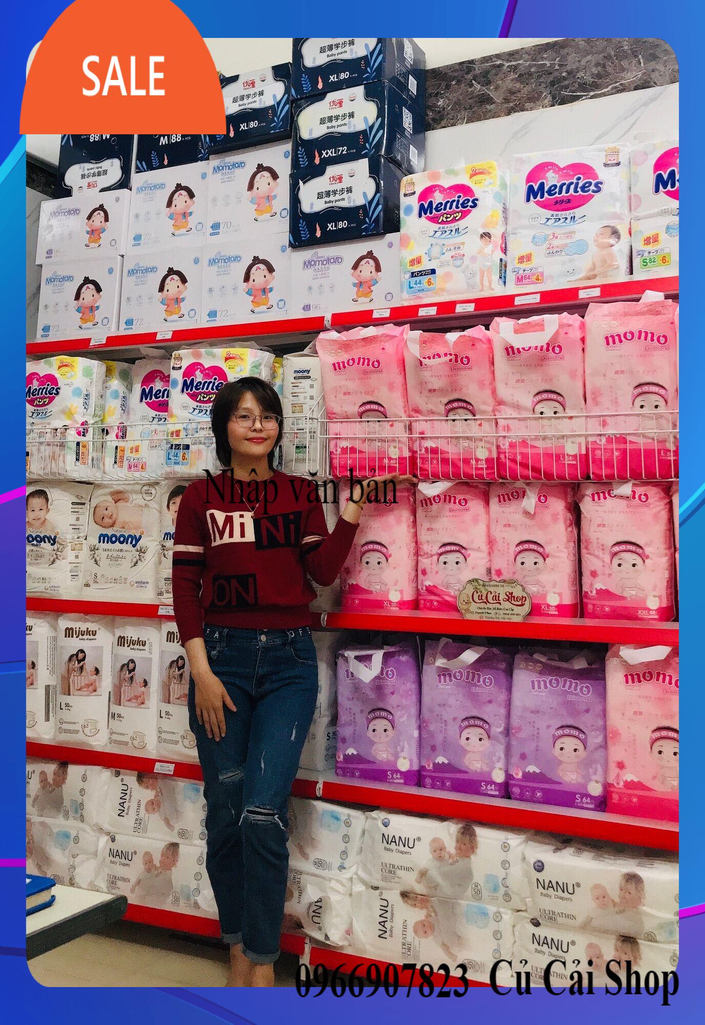Bỉm tã dán/quần momo diamond organic s64,m62,m60,l54,xl50,xxl48,xxxl46