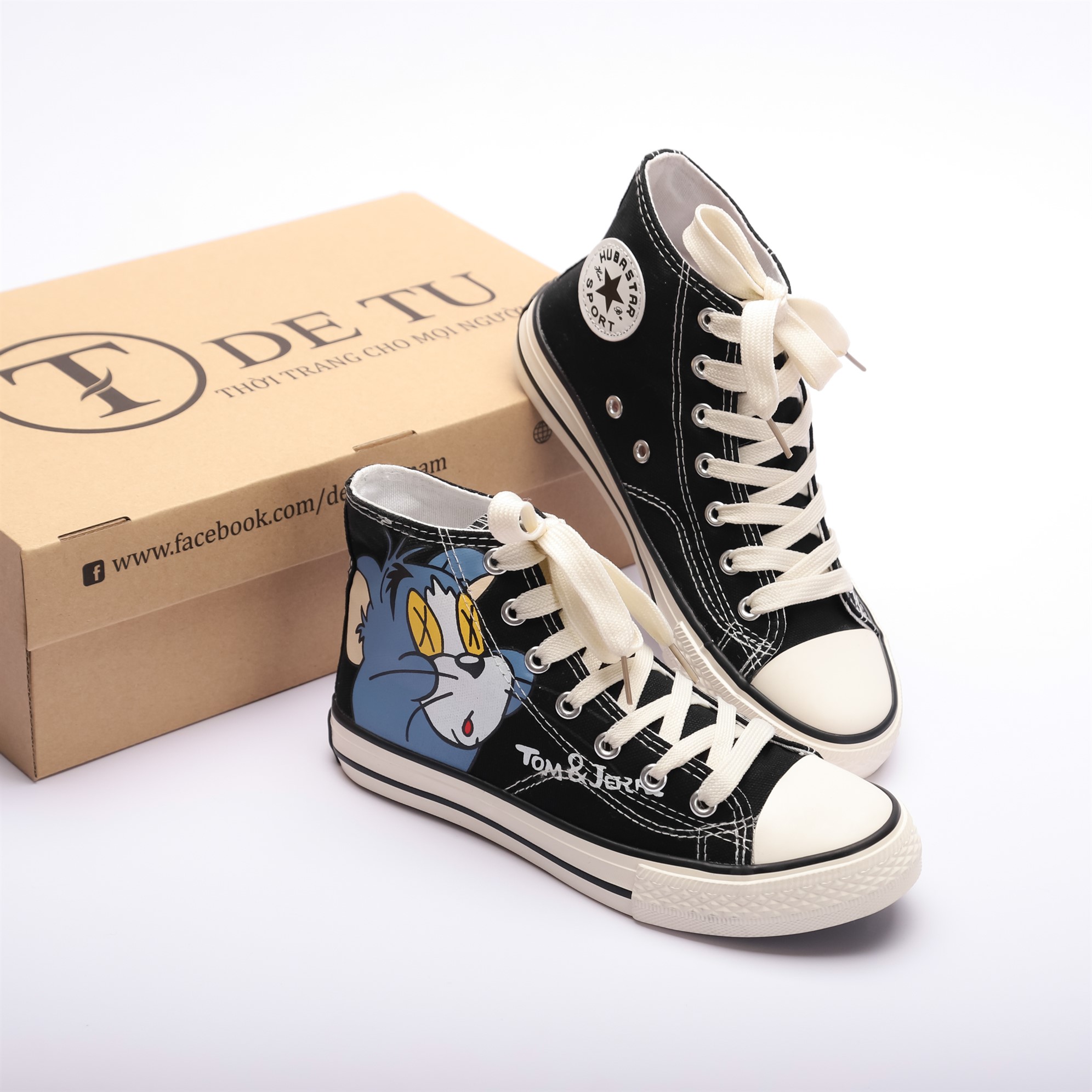 Giày sneaker vải nữ detu gt3 họa tiết tom&jerry đáng yêu