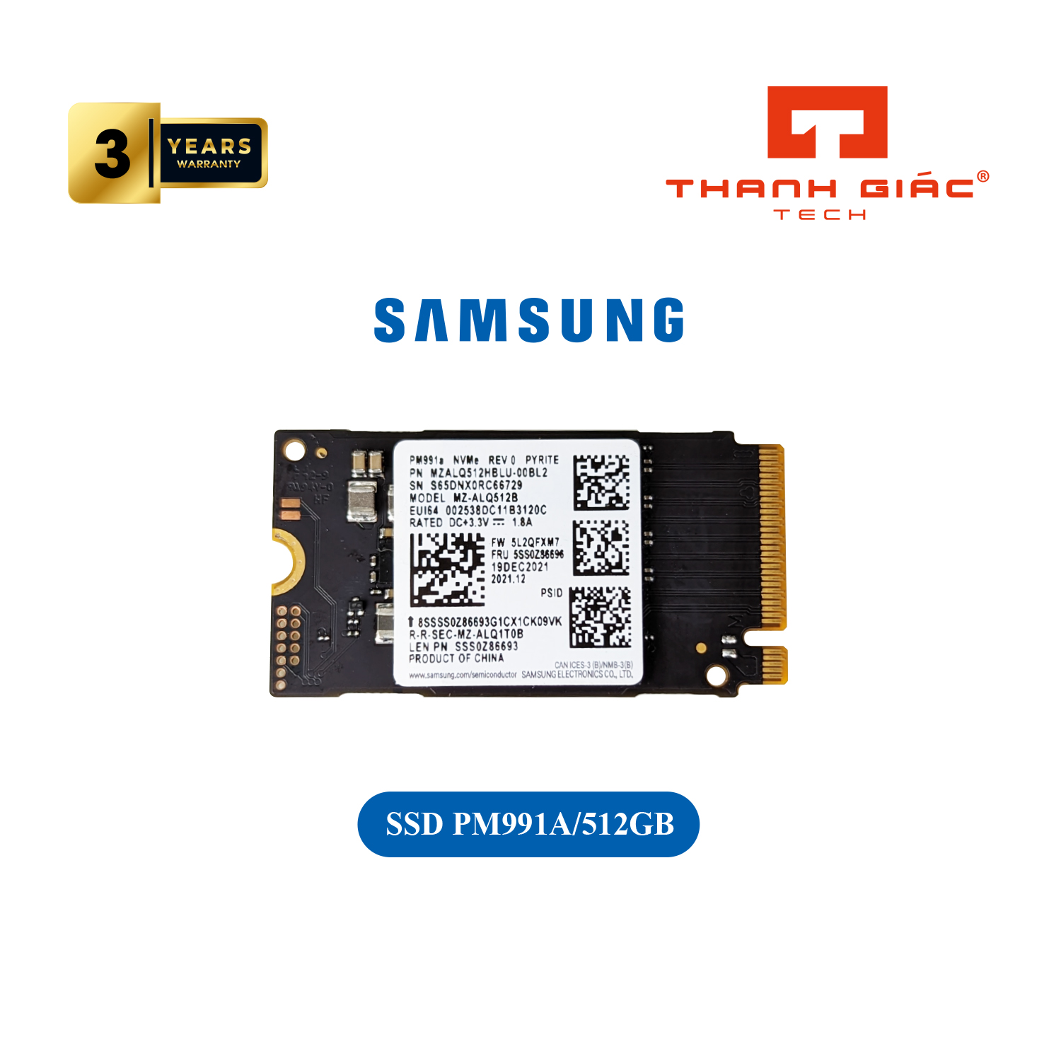 Ổ cứng ssd samsung pm991a m.2 2242 256gb/512gb pcie nvme gen3 x4 - bảo hành 1 năm