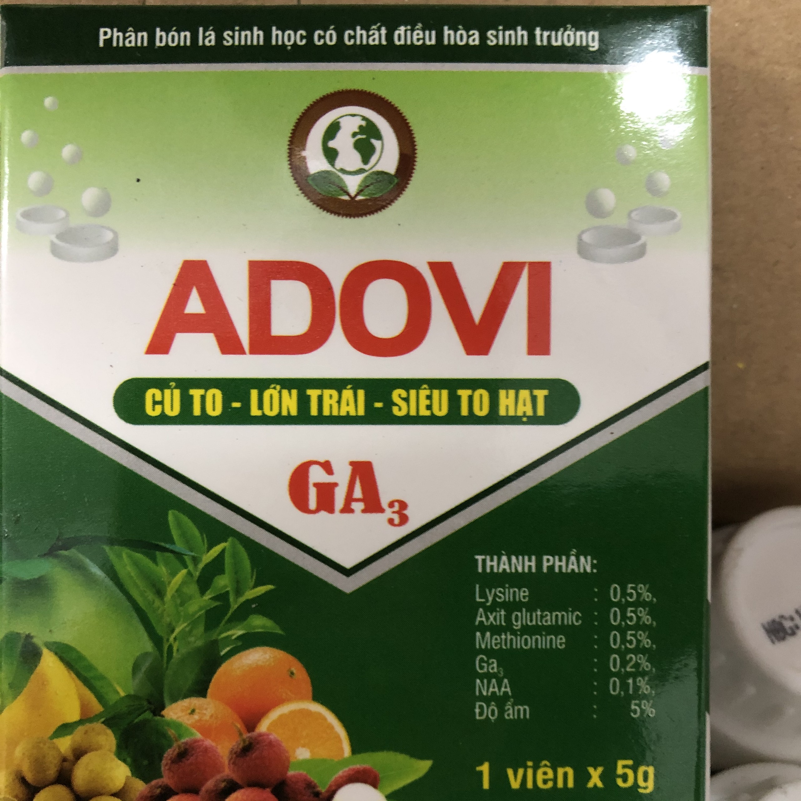 Phân bón lá ga3 - ADOVI 5g; ; phân bón lá ga3 vọt chồi đẻ nhánh cực mạnh, tăng năng suất