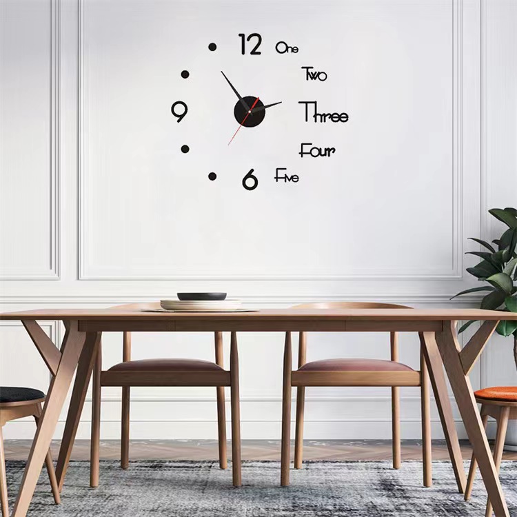 Đồng hồ dán tường 3d máy kim trôi yên tĩnh - đồng hồ treo tường decor trang trí sáng tạo