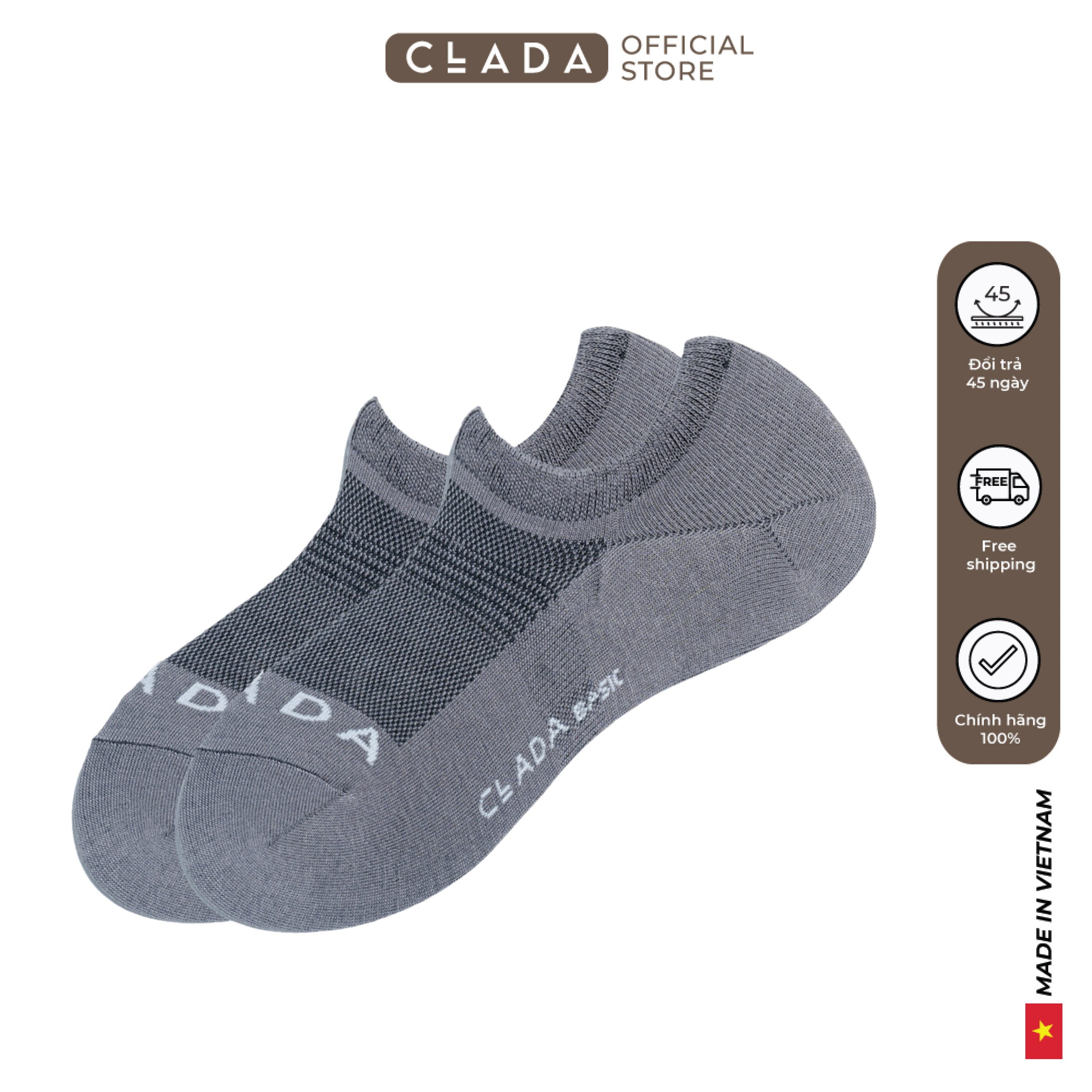 Tất lười cotton sợi tre nam nữ basic chính hãng clada