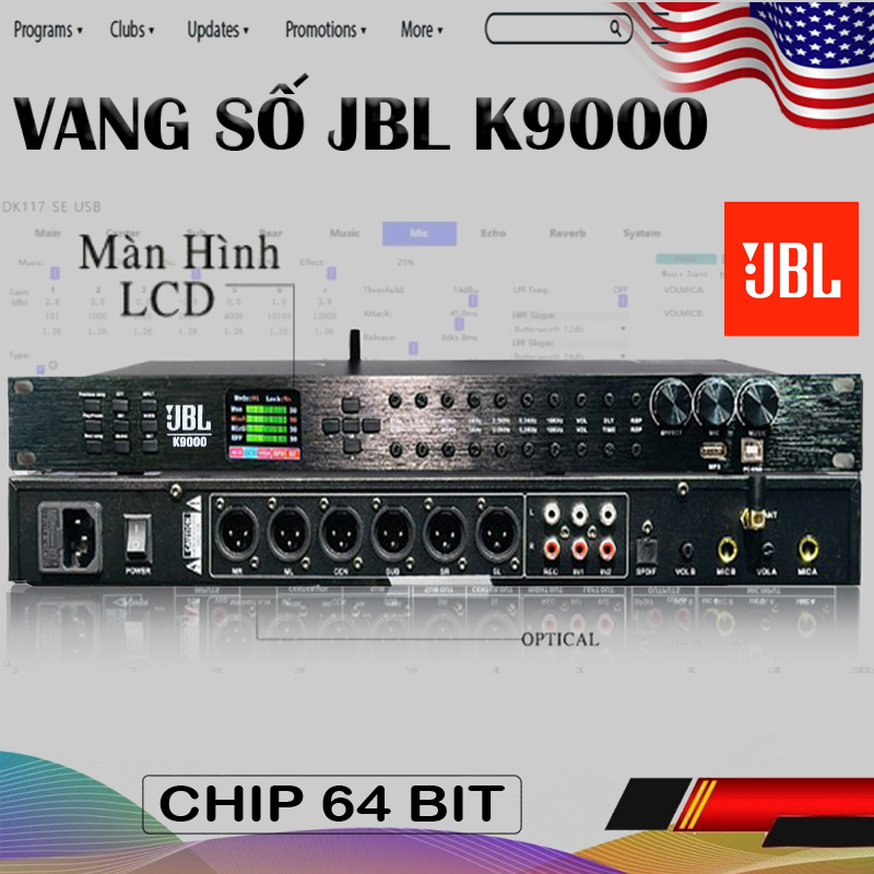 Hàng mỹ | vang số jbl k9000, dsp, echo reverb hay, khả năng xử lý âm thanh mạnh mẽ, triệt tiêu hú rít , echo reverb, bluetooth công nghệ mới