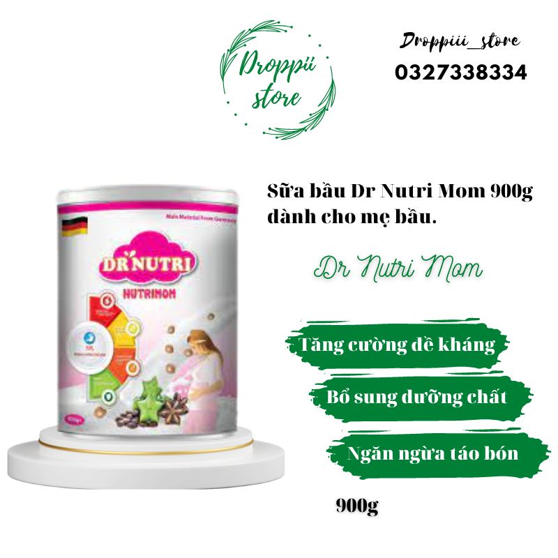 Sữa bầu Dr Nutri Mom 900g dành cho bà bầu,,giảm tỷ lệ di tật bẩm sinh,phát triển xương,răng và não bộ cho bé MSP 8709