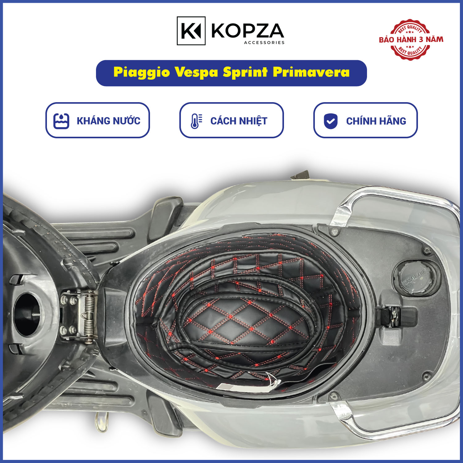 Đệm cốp da 5d, lót cốp da kopza chính hãng xe vespa sprint 2015 - 2020 cách nhiệt, chống thấm nước
