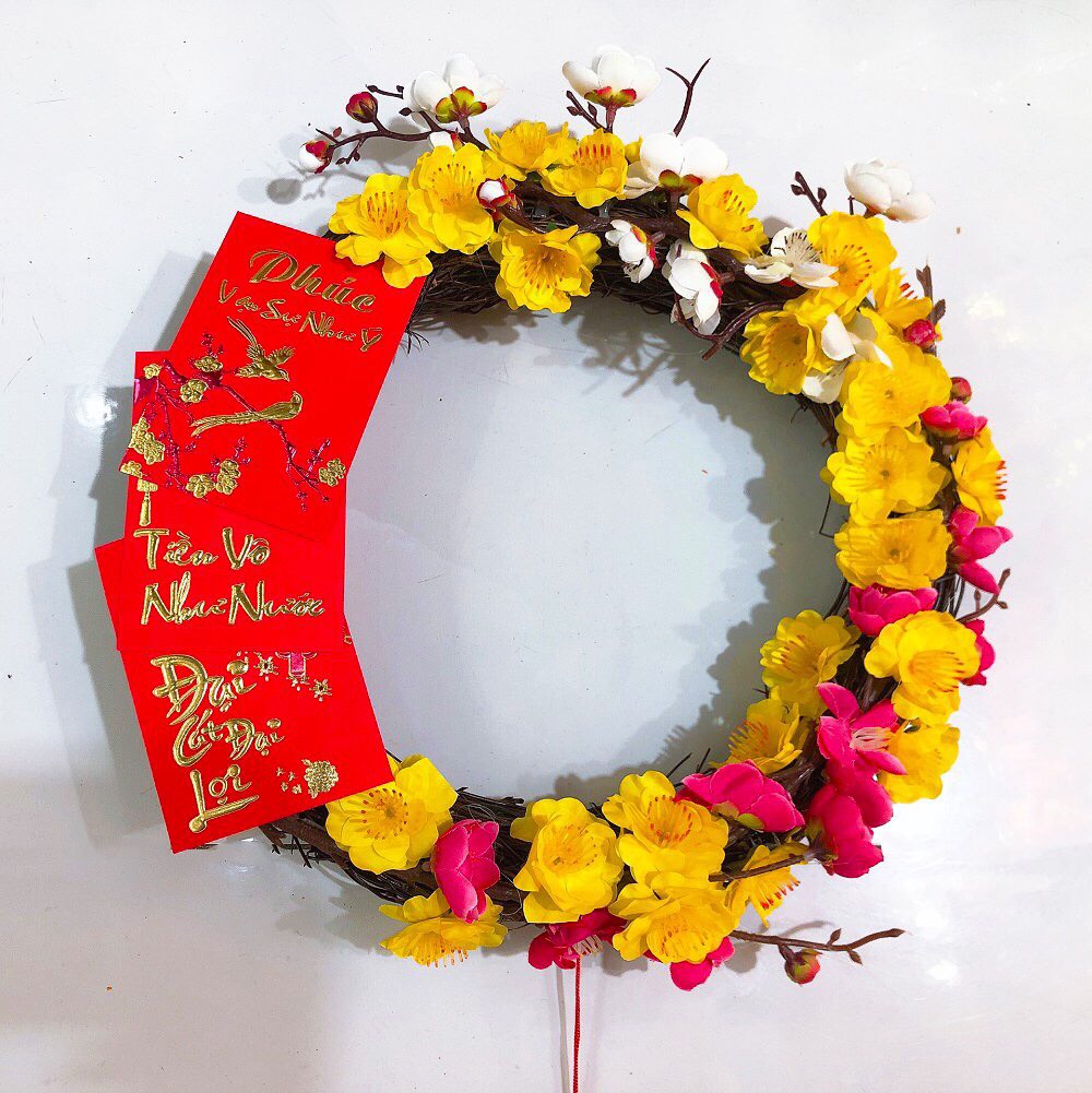 Vòng hoa trang trí Tết - Tet holiday wreath pktet06