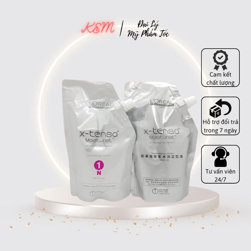 Cặp thuốc uốn, ép tóc tại nhà loreal x-tenso moisturist 400ml x 2 chính hãng lamyra