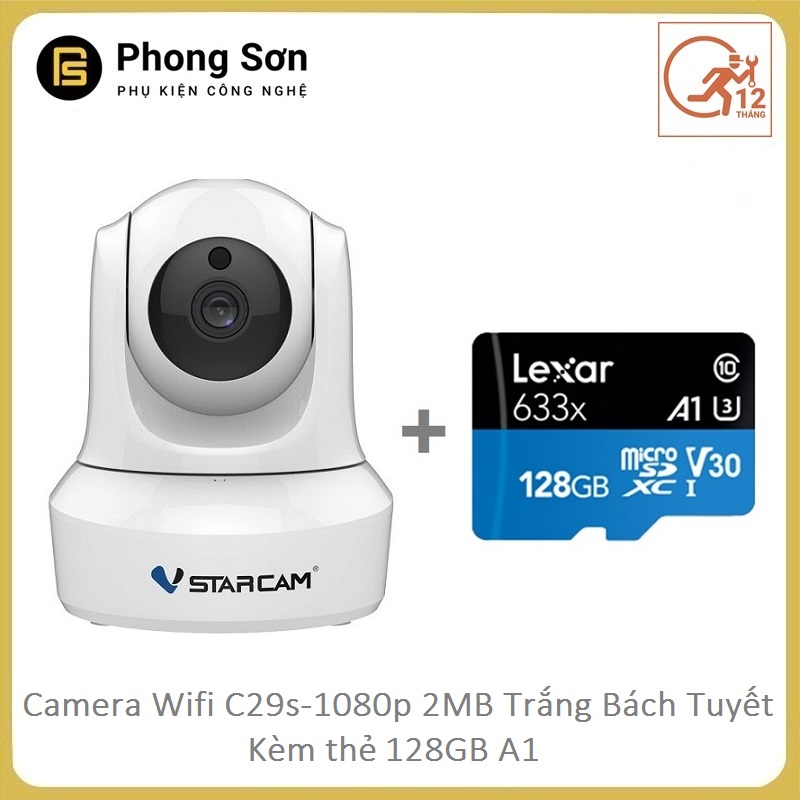 Camera Wifi ip c29s FHD 1080p Vstarcam ( Trắng Bạch Tuyết ) Tặng thẻ 128GB