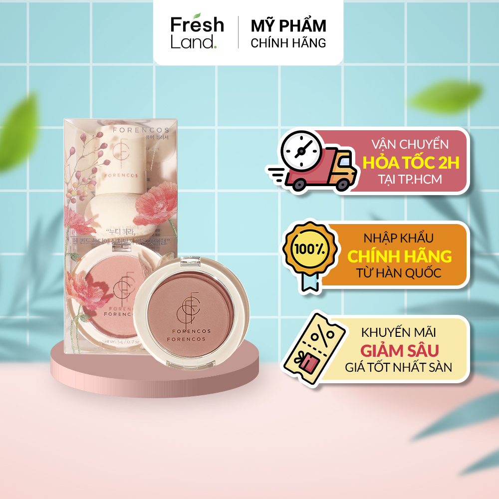 Phấn má hồng Forencos Pure blusher 5 màu chính hãng Hàn Quốc