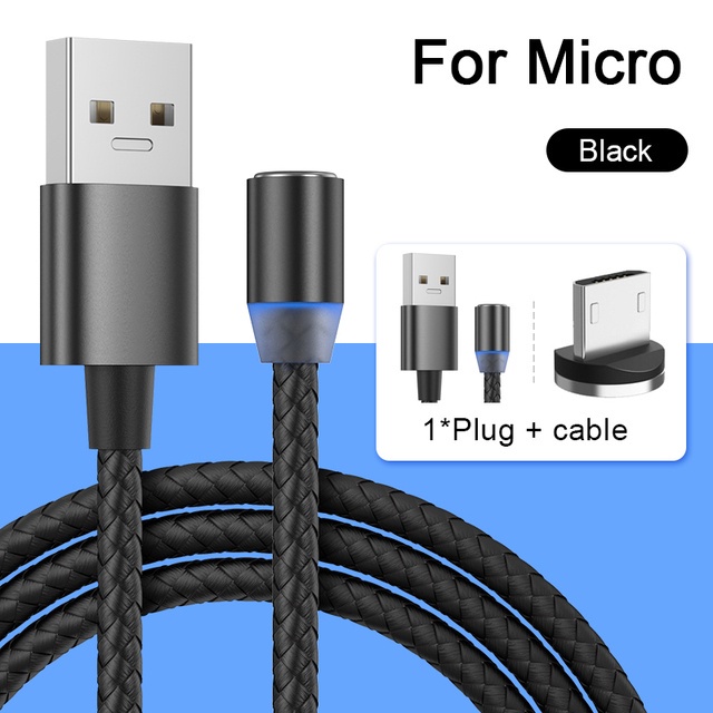 Cáp sạc nam châm tròn xoay 360 độ chân sạc micro, iphone, type-c