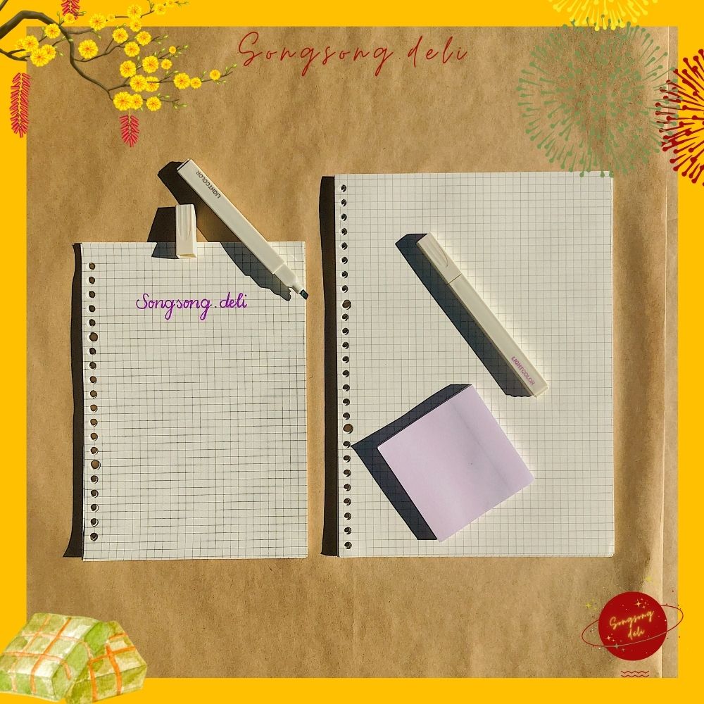 Giấy refill sổ còng, binder size A5 B5 sổ planner bullet journal có thể thay thế tiện dụng