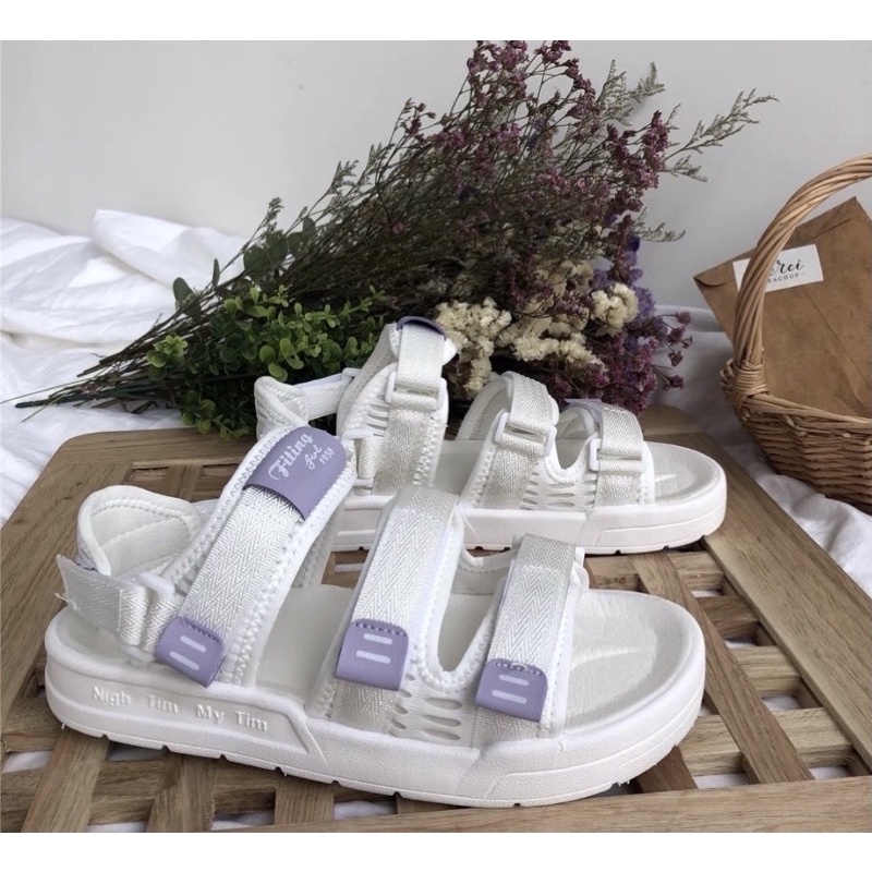Dép sandal ulzzang mix tím quai tháo rời học sinh