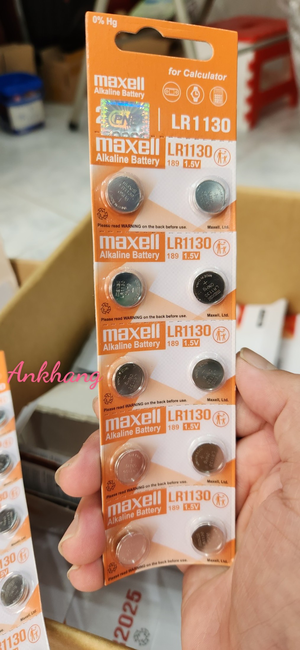 Vỉ 10 viên pin nút áo lr1130 / ag10 /189 maxell alkaline 1.5v - chính hãng