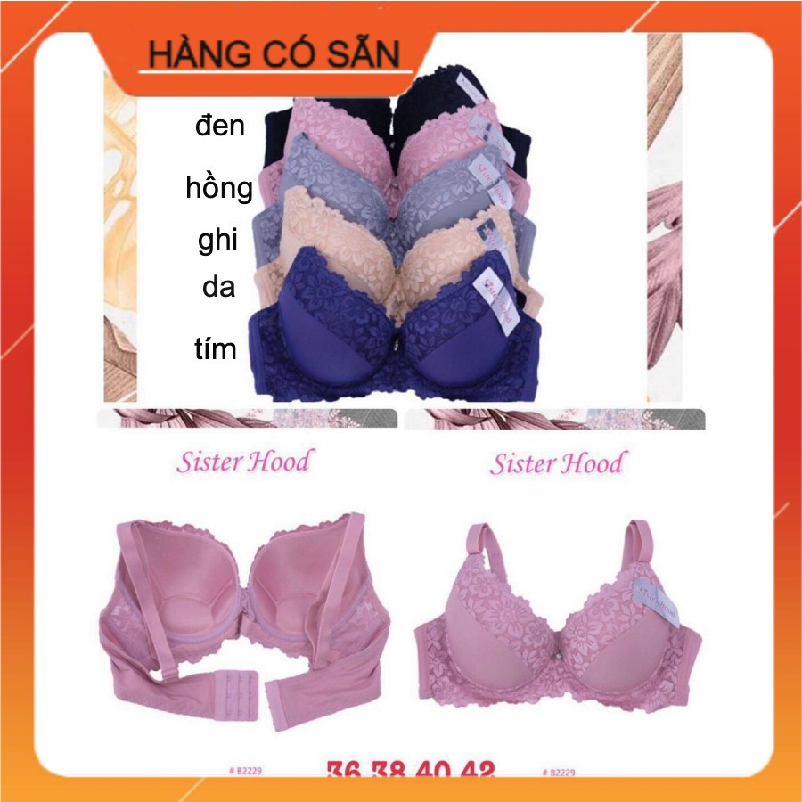 Áo lót áo ngực thái lan bigsize cup c nâng ngực thái lan sister hood 2229 - ren lụa, mút mỏng, có gọng