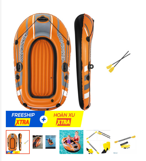 Thuyền bơm hơi bestway 1000 kích thước 1,55 x0,97m tặng mái chèo + miếng vá chuyên dụng