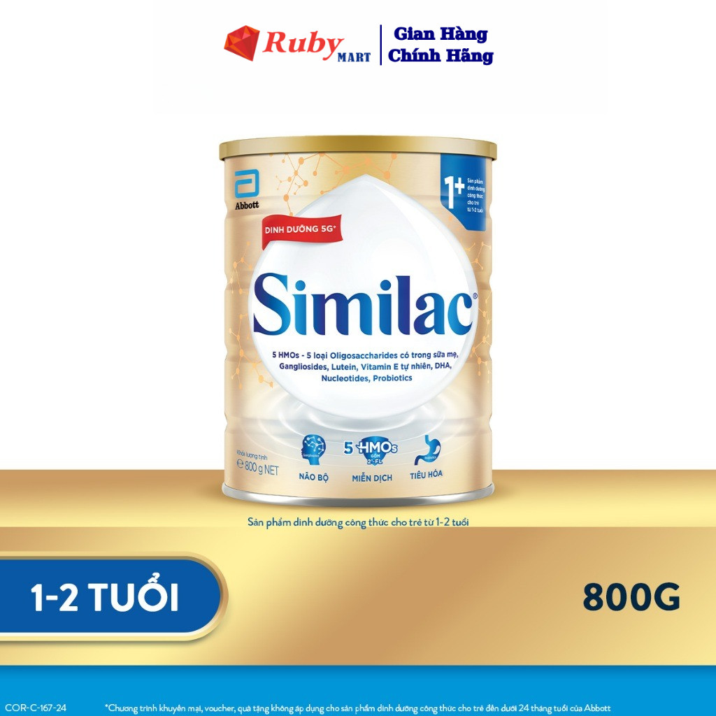 Sữa bột Similac 1+ 800G đột phá dinh dưỡng 5G mới miễn dịch khỏe nhanh trí tựa "5G"