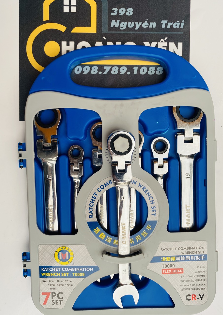 Bộ 7 cờ lê gật gù tự động c-mart t0009, bộ cờ lê tự động vặn 90 độ - hoàng yến 398 nguyễn trãi