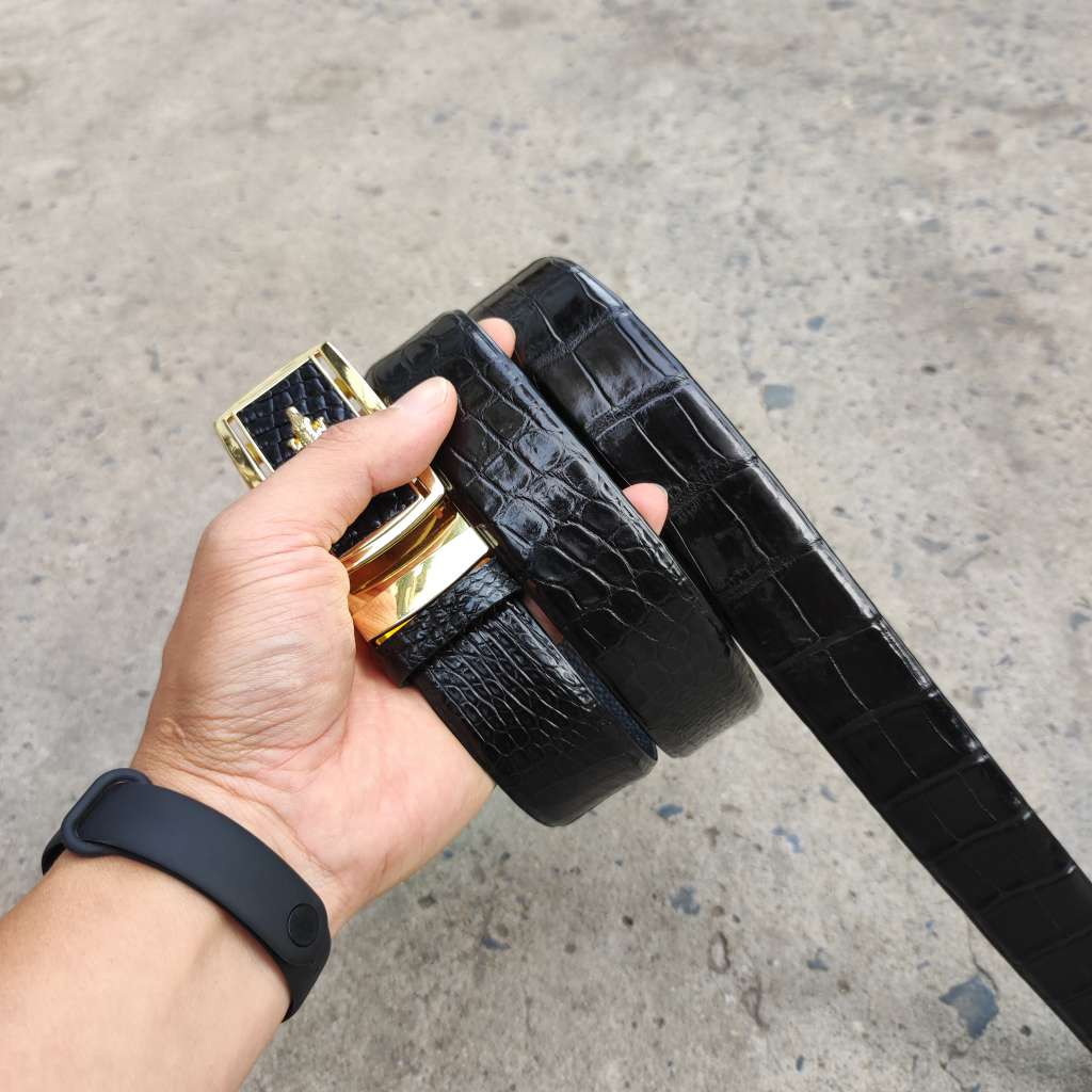 Thắt lưng liền nguyên tấm da bụng cá sấu N29D2