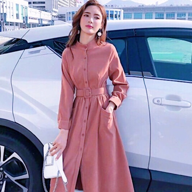 Đầm hồng ruốc kèm belt