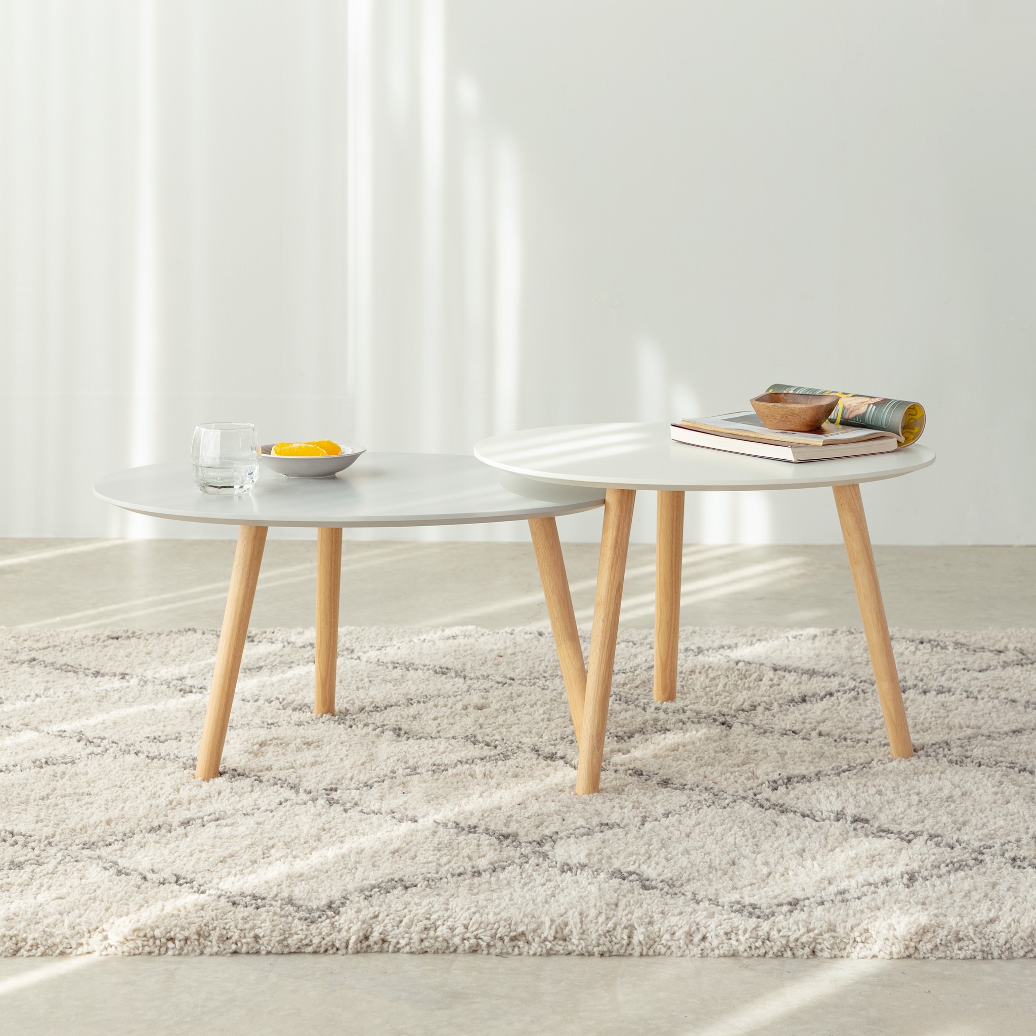 Set 2 bàn sofa – bàn cafe – bàn trà gỗ cao su moho milan 601