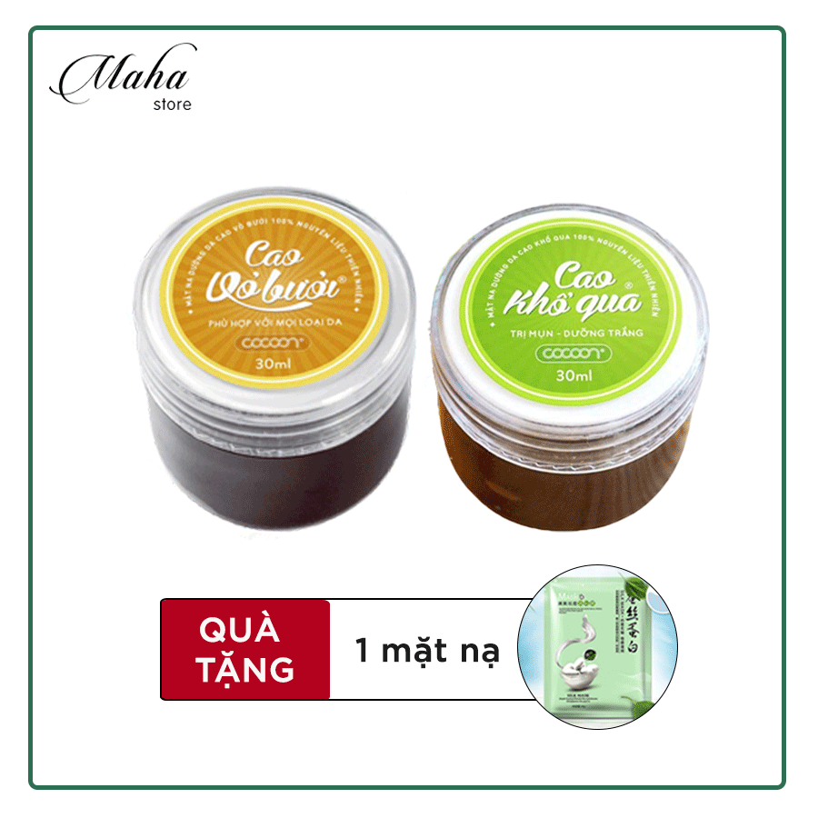 Bộ cao vỏ bưởi & cao khổ qua giúp mờ thâm, sáng da, giảm mụn, nám, tàn nhang[TẶNG MẶT NẠ]