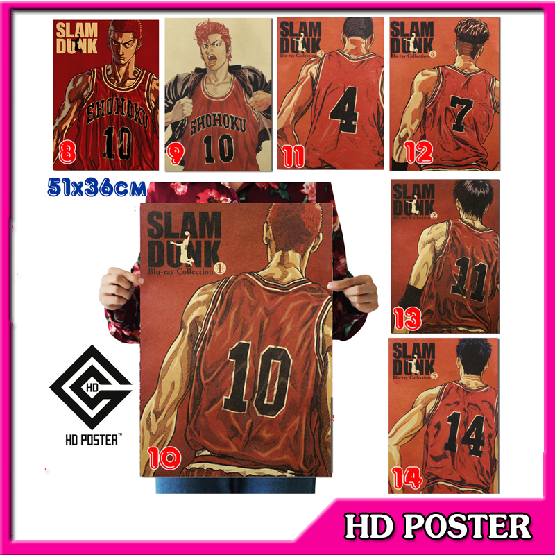 POSTER SLAM DUNK 51x36cm Vintage - HANAMICHI HARUKO SHOHOKU BÓNG RỔ ANIME - Poster Trang Trí Vintage