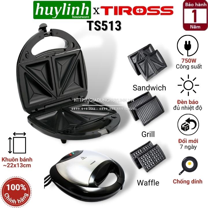 Máy nướng bánh sandwich hotdog waffle Tiross TS513 - 3 trong 1