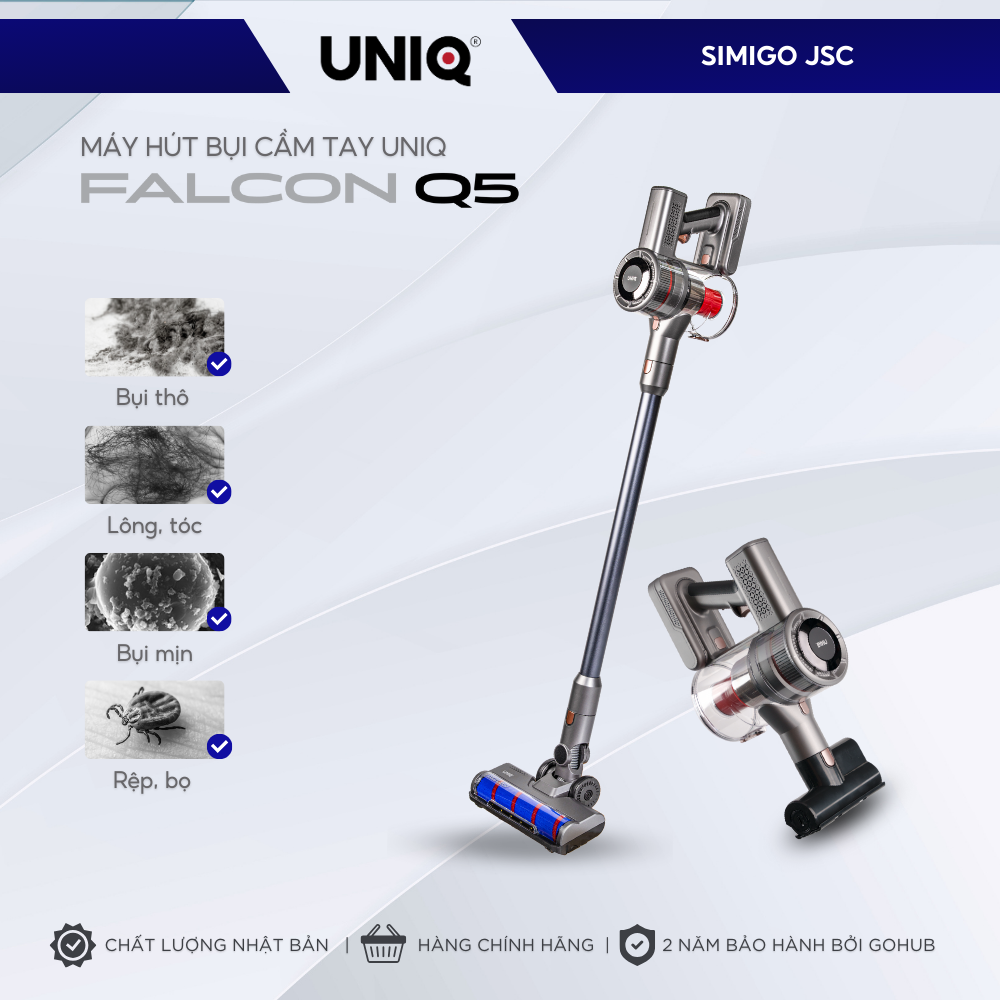 Máy hút bụi cầm tay uniq falcon q5 không dây - máy hút bụi gia đình cực mạnh hút giường đệm sofa xe hơi