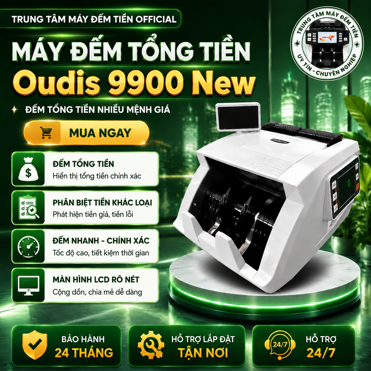 Máy đếm tiền Oudis 9900New - Tính năng tổng tiền nhiều mệnh giá và kiểm tra tiền giả cho hiệu suất vượt trội Japan 2026