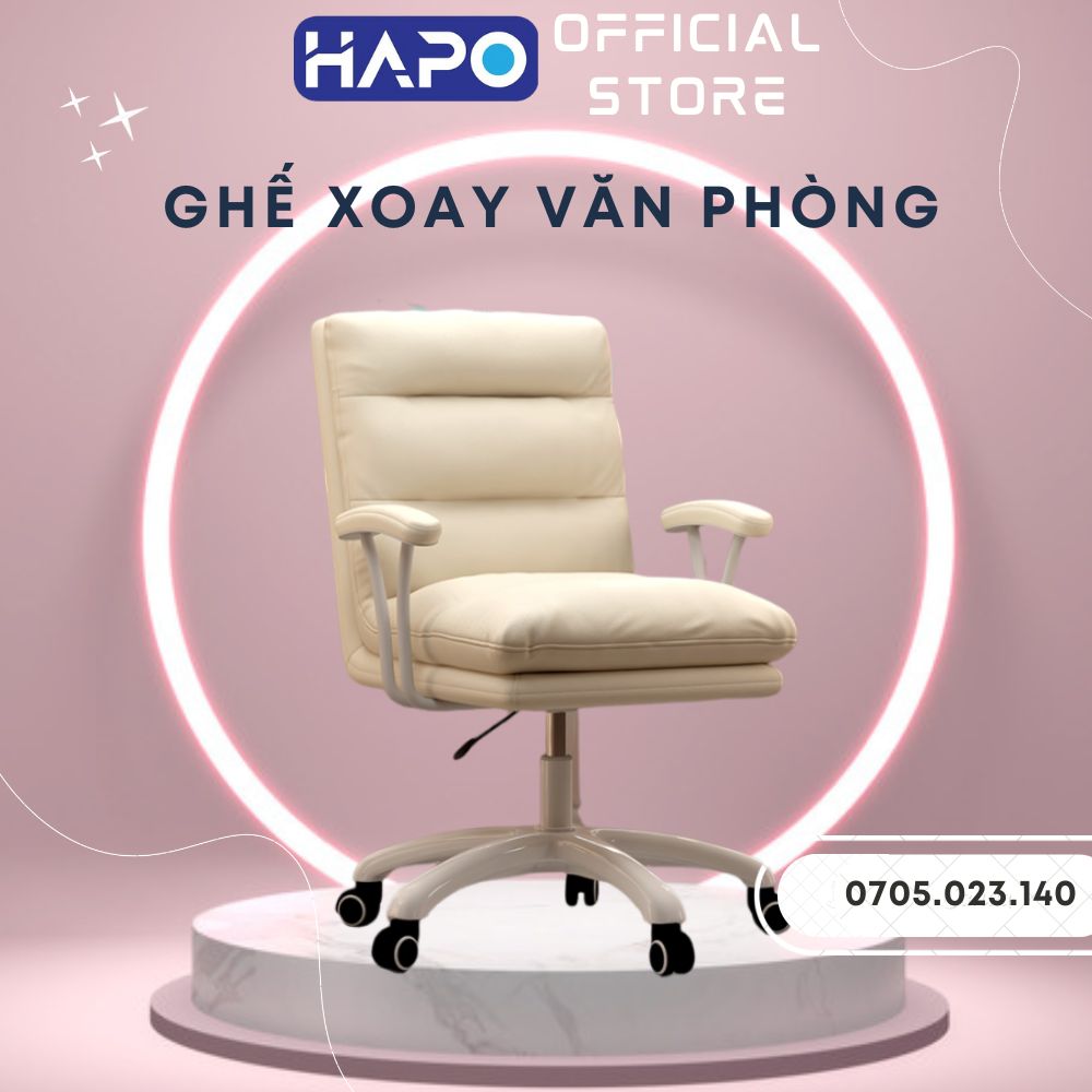Ghế xoay văn phòng cao cấp da pu dày dặn,ghế xoay tựa lưng, ghế decor chính hãng