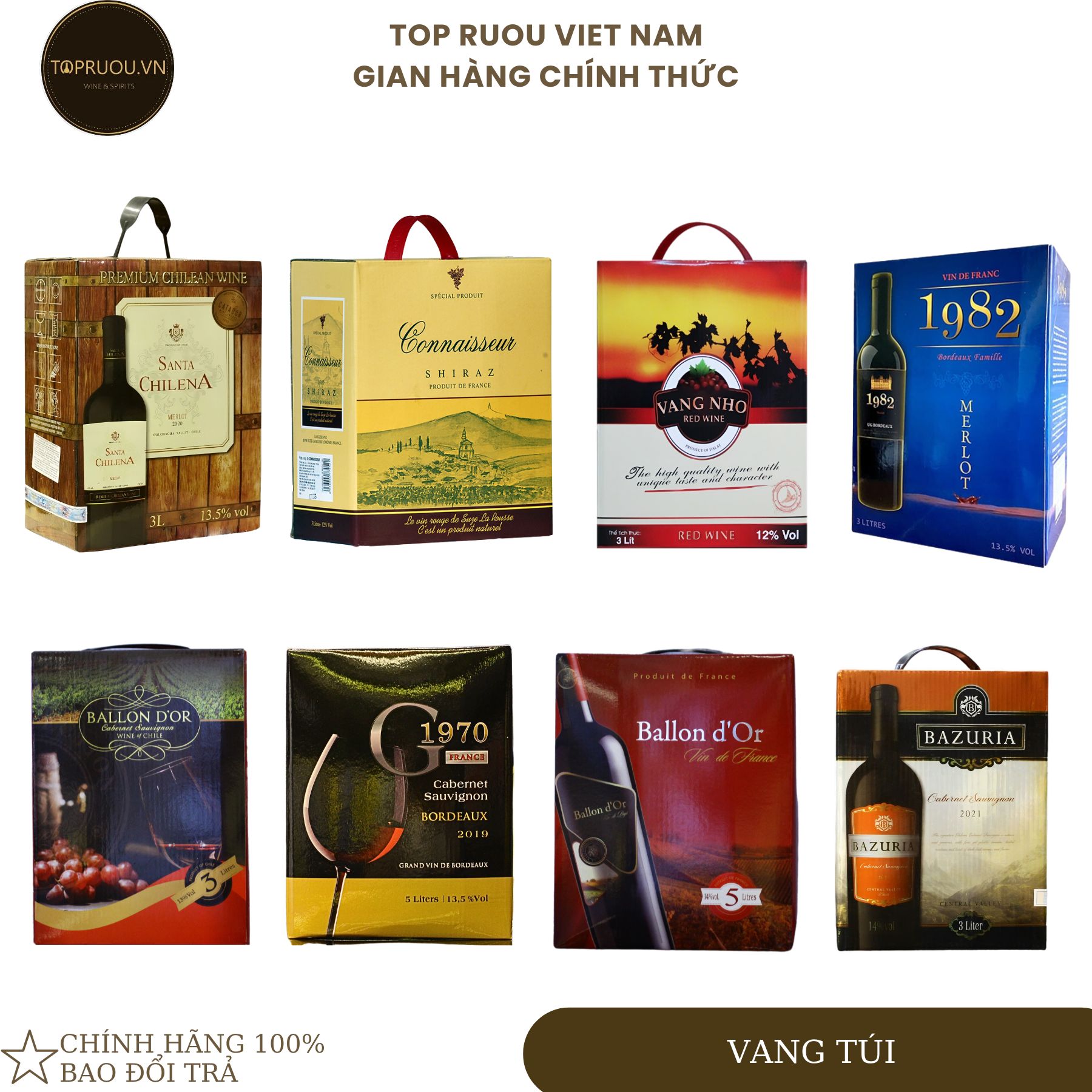 Rượu vang đỏ ballon d'or - dalatbeco - 1970 bordeaux - connaisseur - bazuria - santa chilena - 3000ml - 5000ml